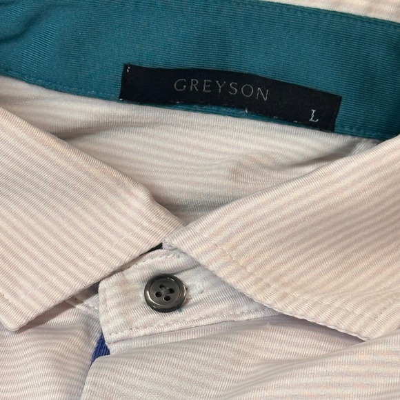 GREYSON Men's L Striped Golf Polo Shirt Size Large Performance - Picture 5 of 8